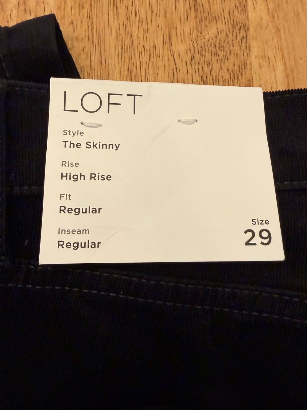 LOFT The Skinny High Rise Jeans - Black Corduroy